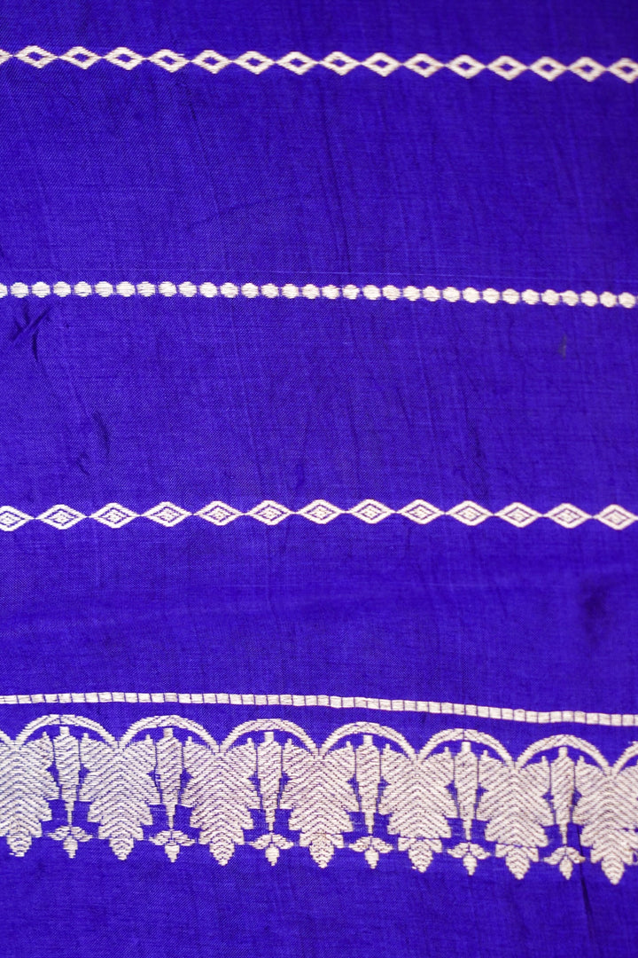 Indigo Blue Pure Katan Silk Handloom Saree with Zari Woven Boota