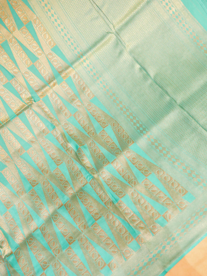 Banarasi Aqua Green Crepe Silk Saree with Zari Woven Design