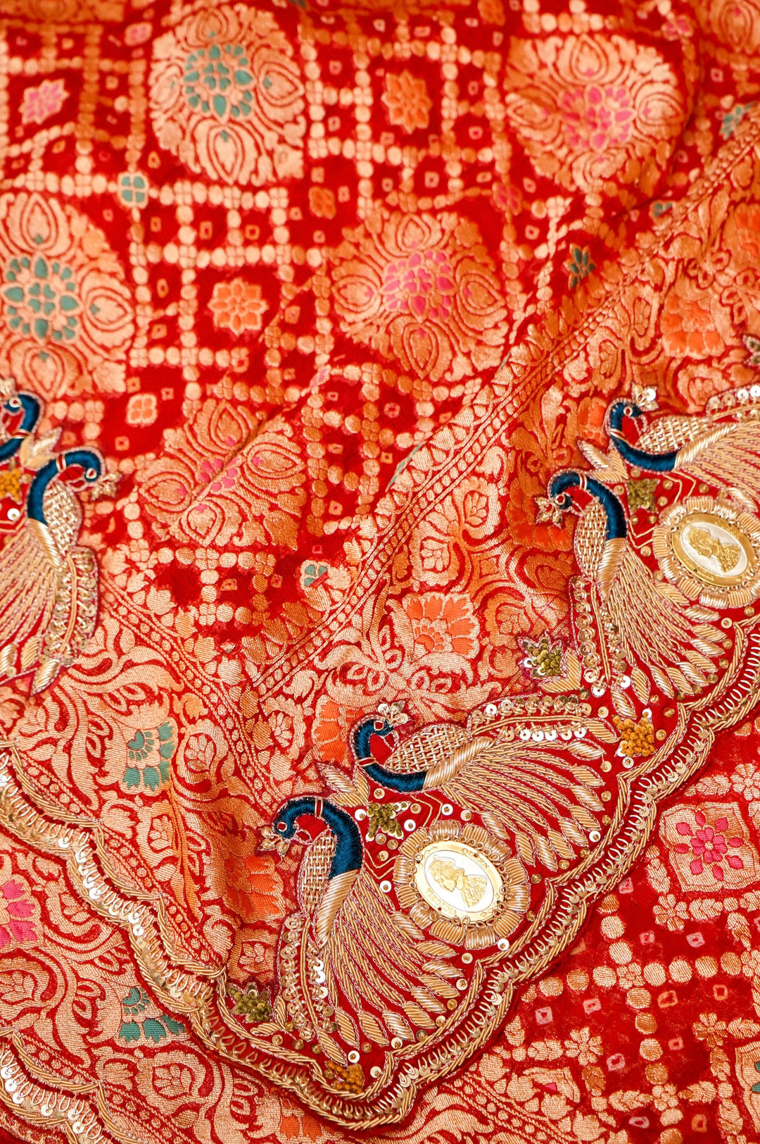 Victoria German Silver Coins Embellishment Handwoven Meenakari Pure Khaddi Bandhani Saree View 8
