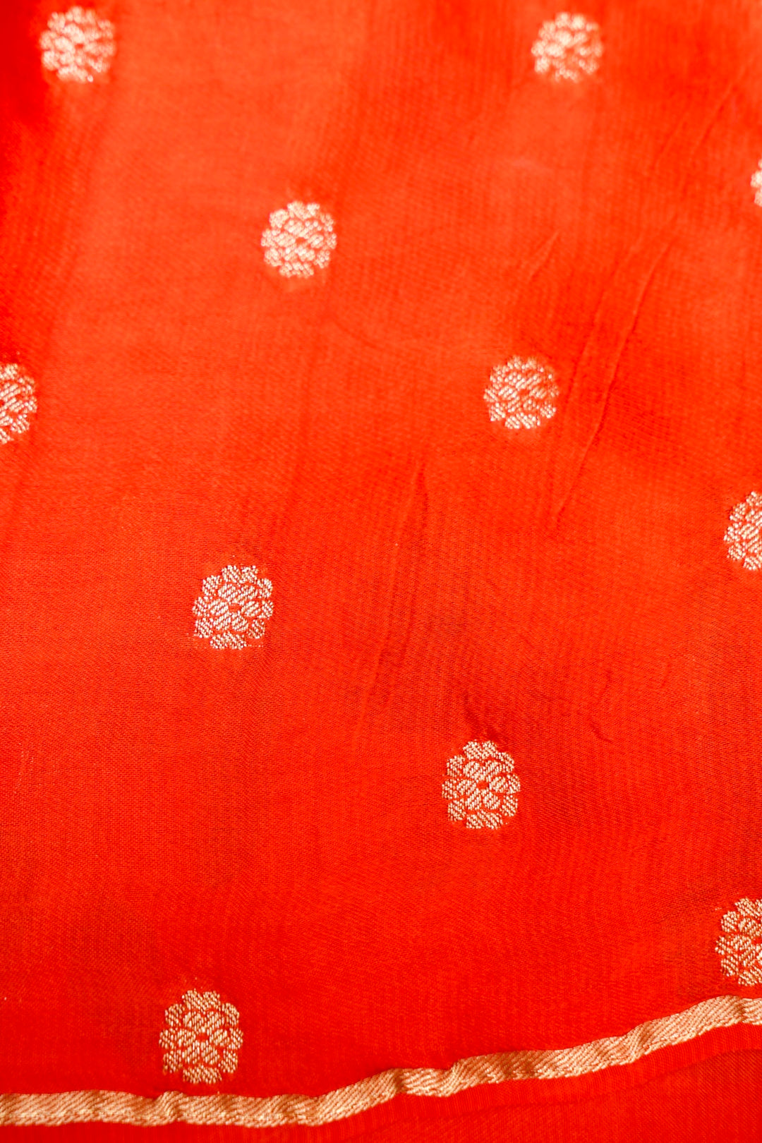 Bridal Wear Orange Pure Banarasi Kota Silk Saree with Silk Weaving Border