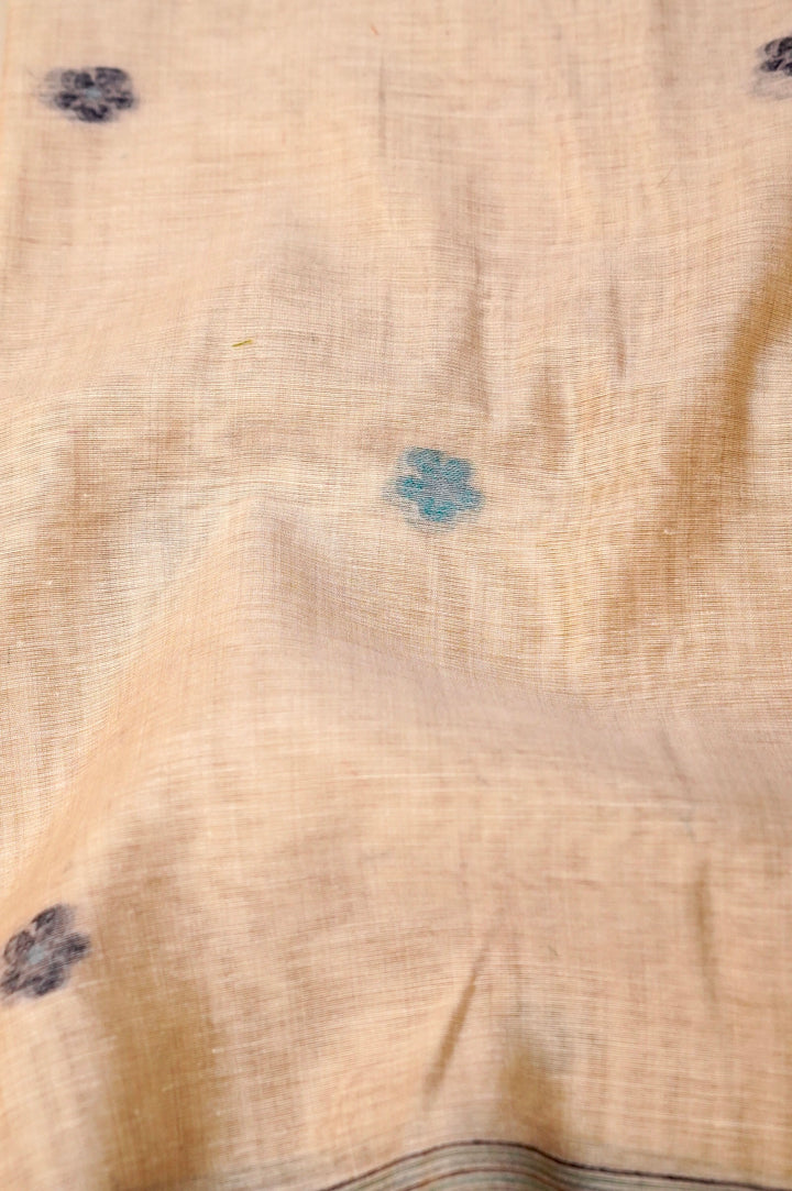 Off White Floral Woven Unstitched Suit Set with Bird Motif Dupatta  in Shades of Blue and Grey