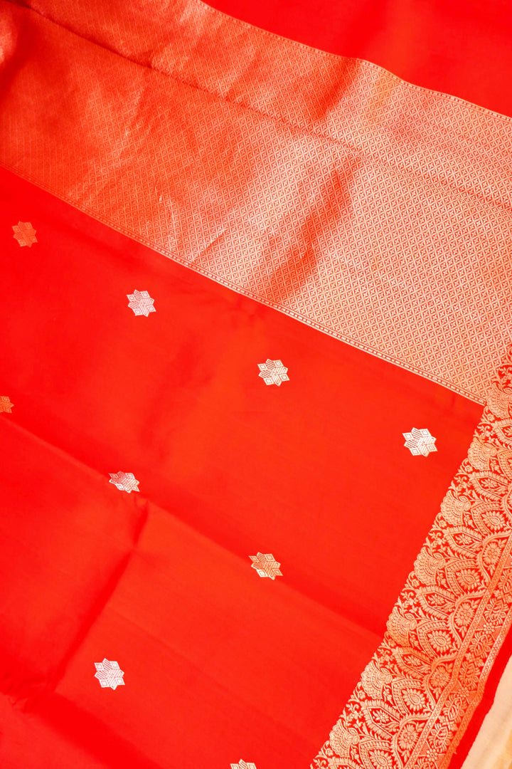 Handwoven Red Banarasi Bridal Katan Silk Saree