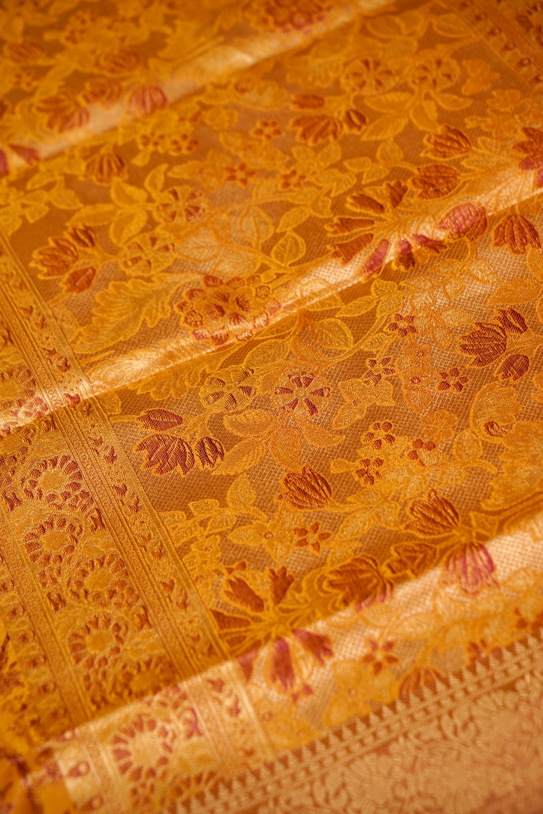 Mustard Yellow Handwoven Banarasi Pure Tanchoi Silk Saree