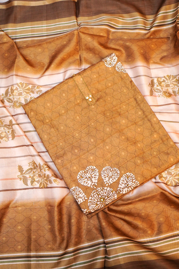 Banarasi Chanderi Tussar Silk Suit for Haldi Ceremony