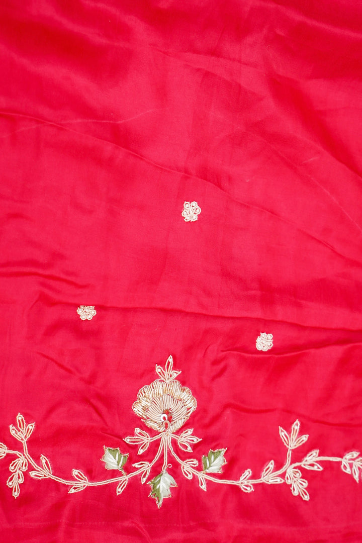 Pink Pure Gajji Gharchola Saree with Scallop Border & Zardozi Meenakari Work