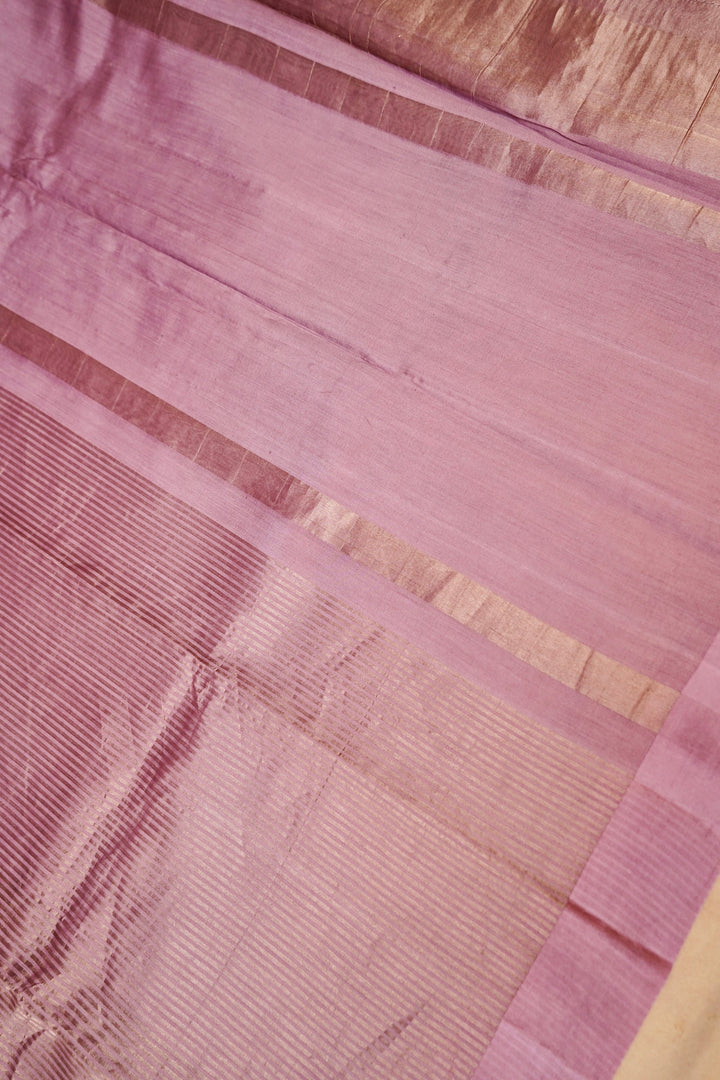 Mauve Pink Stripe Luxe Banarasi Tissue Silk Saree View 2