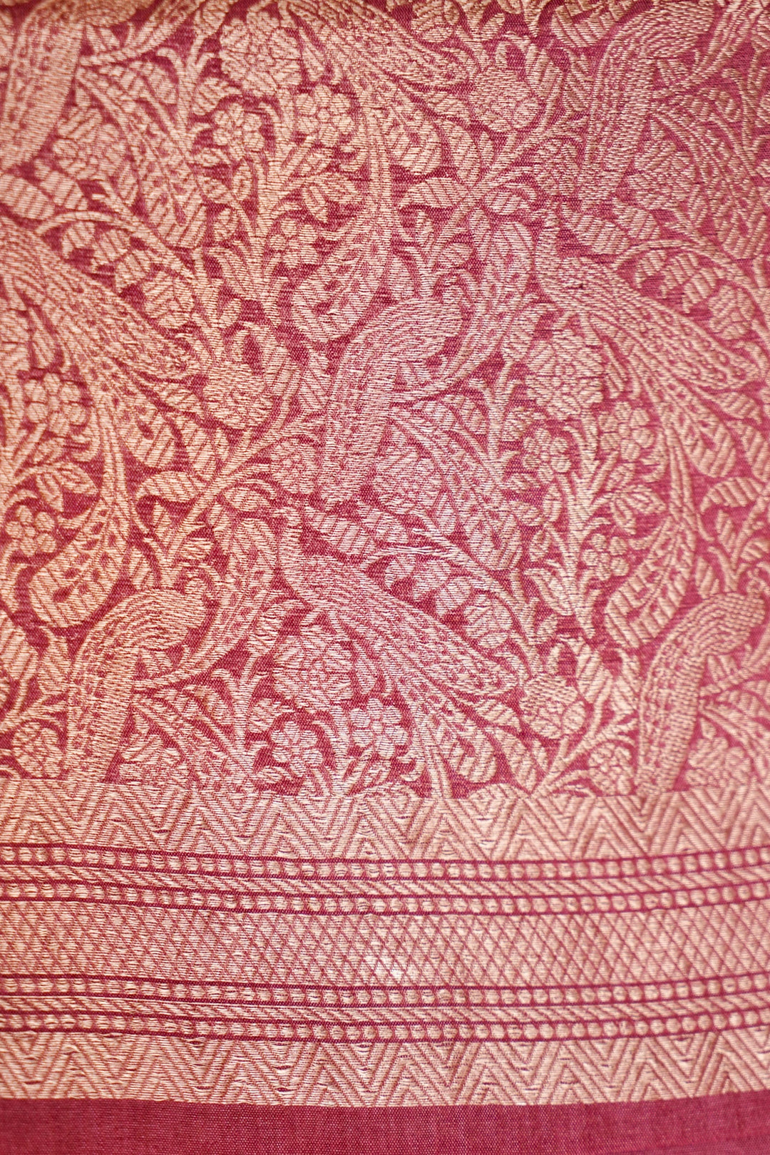 Onion Pink Grace Pure Brocade Silk Handloom Saree Blouse