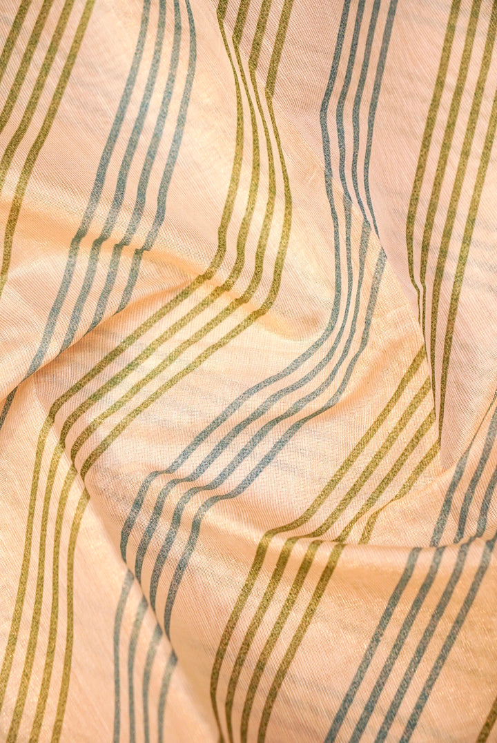 Rose Gold Chanderi Tissue Silk Suit with Handcrafted Zardozi & Resham Elegance