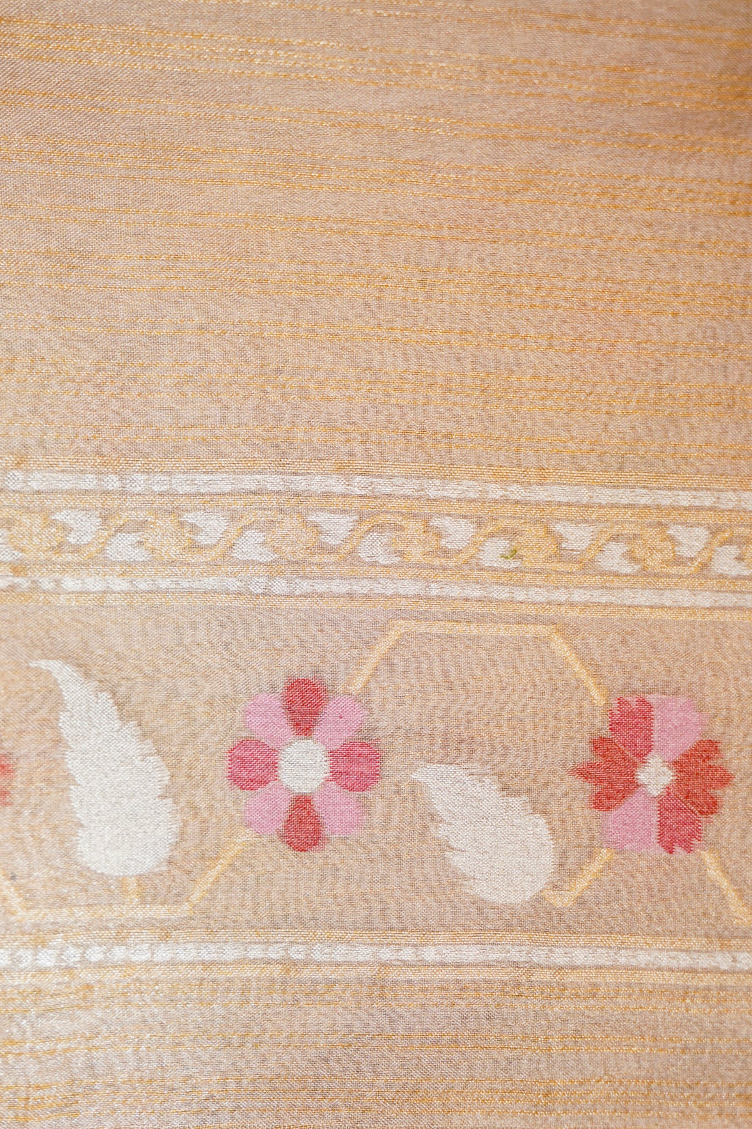 Handwoven Banarasi Copper Golden Pure Tissue Silk Jamdani Saree Blouse