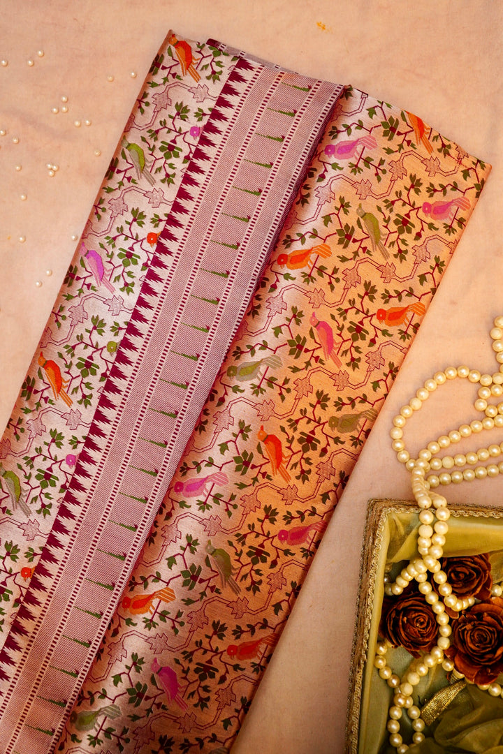 Gulzar Baadal – Handwoven Wine Banarasi Katan Silk Meenakari Saree