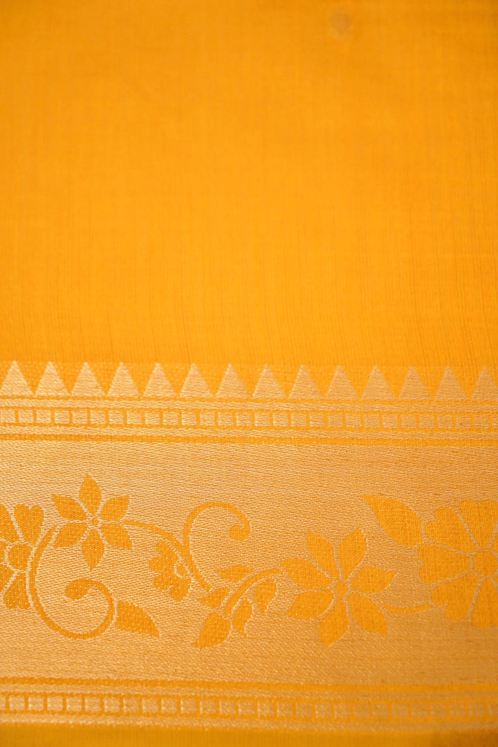 Yellow Banarasi Silk Saree with Paithani Border and Paithani