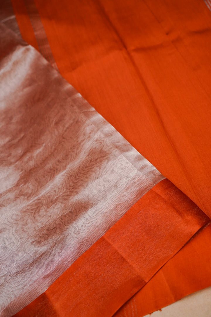 Burnished Rust Banarasi Pure Tissue Silk Saree View 3