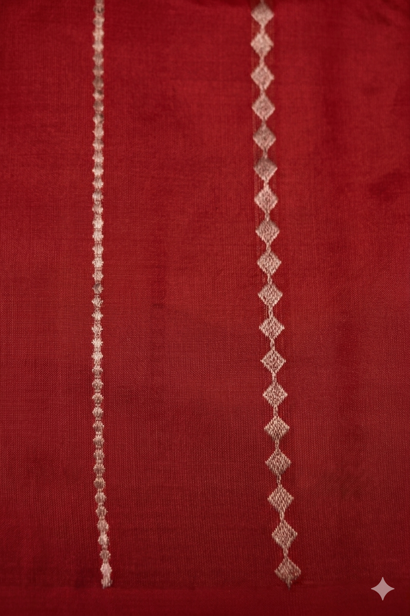 Royal Bridal Red Handwoven Banarasi Pure Puna Silk Saree with Zari Lion Motif