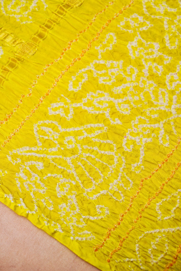 Sunny Elegance Yellow Gharchola Silk Saree for Haldi Ceremony with Zari Checks