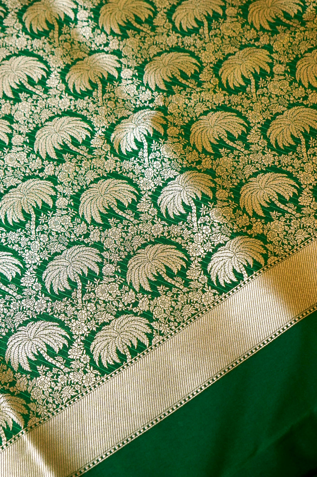 Green Raw Mango Brocade Silk Unstitched Suit Set View 4