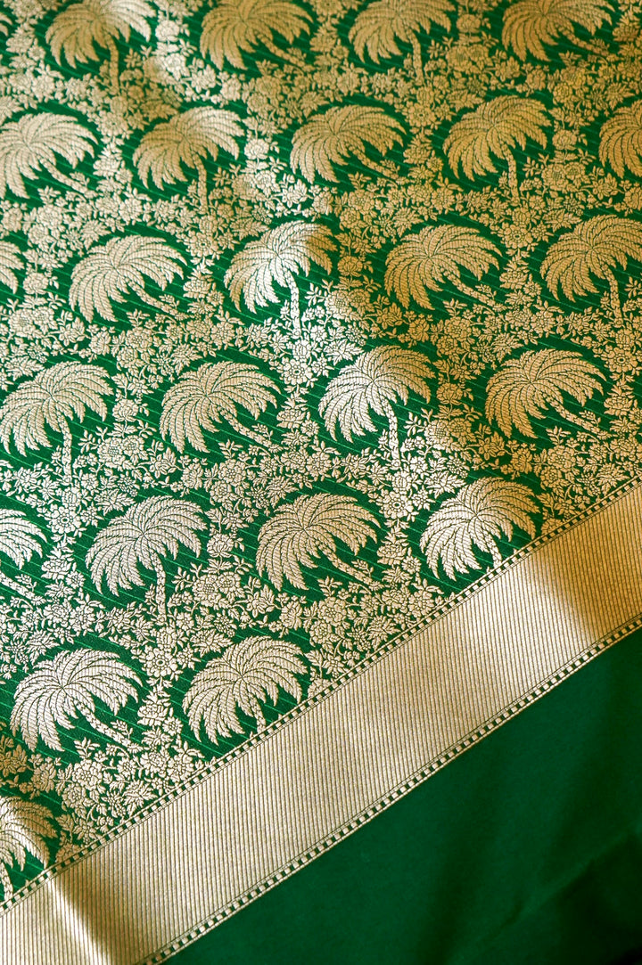 Green Raw Mango Brocade Silk Unstitched Suit Set View 4