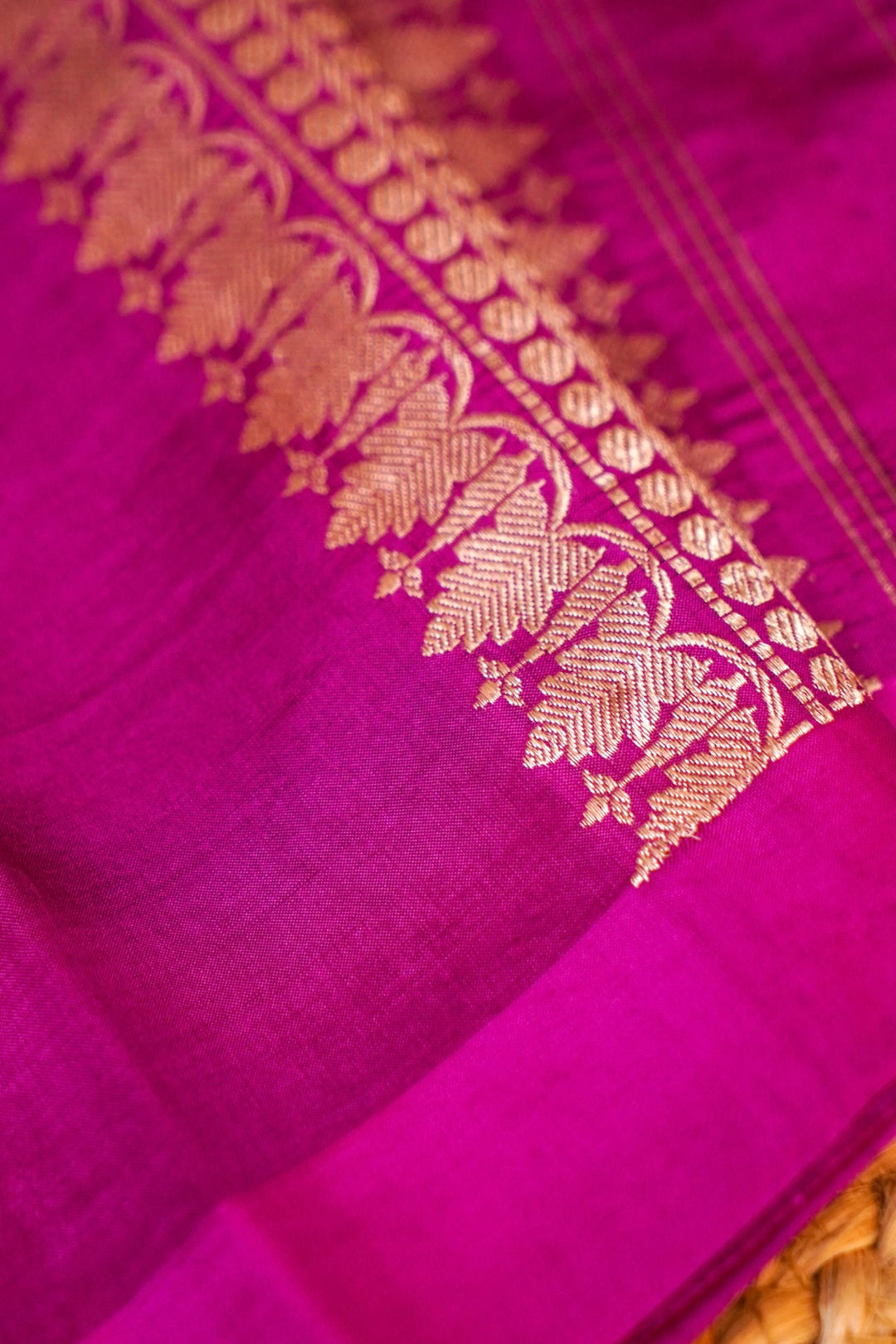 Magenta Purple Pure Katan Silk Handloom Saree with Zari Boota