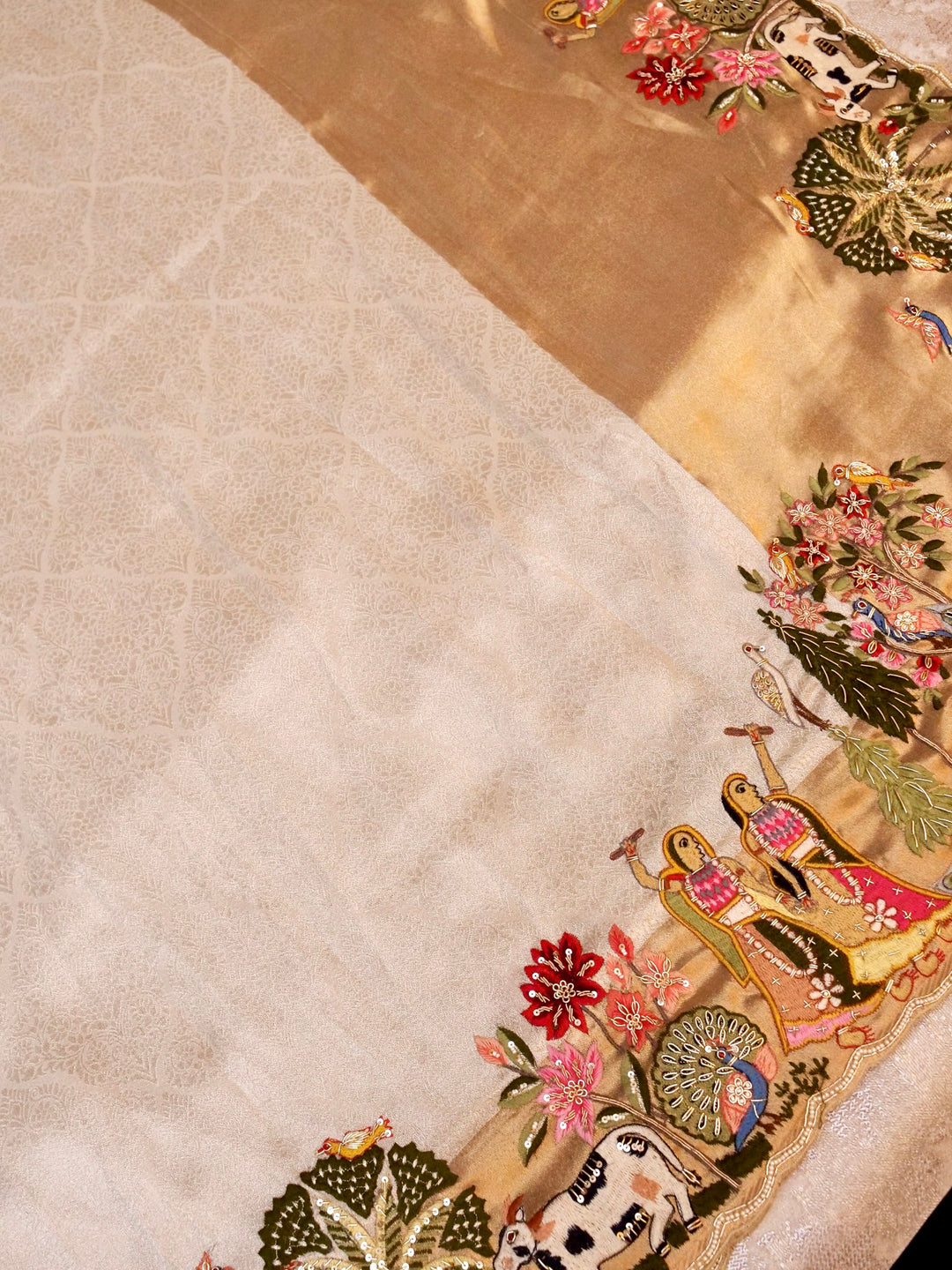 Banarasi Soft Silk Brocade Saree with Meenakari Zardozi Embroidery