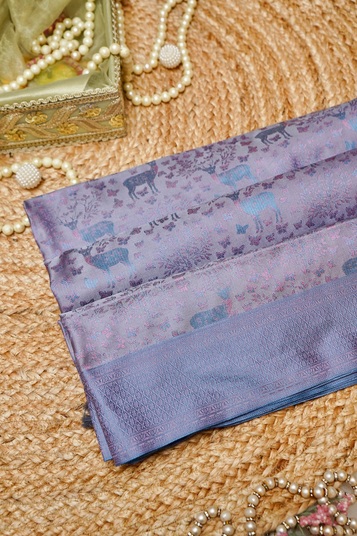 Mauve Handwoven Pure Banarasi Tanchoi Silk Saree