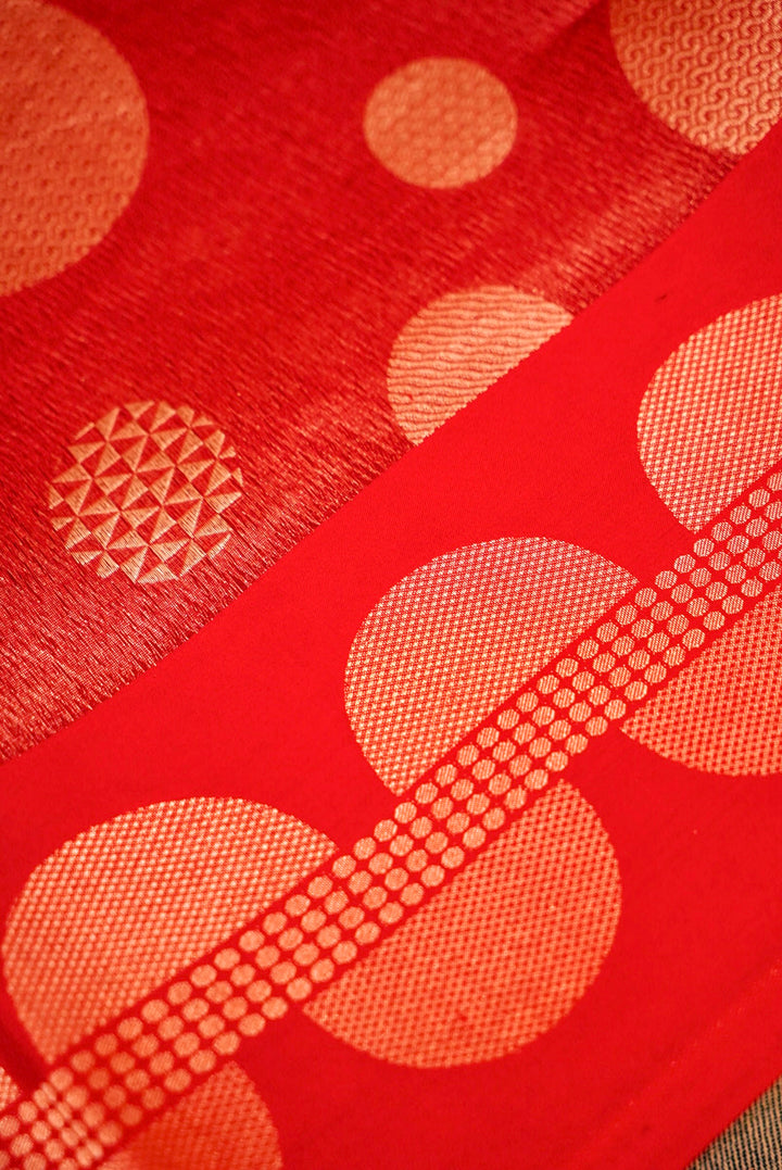 Red Pure Organza Silk Saree with Brocade Organza Body and Silk Border