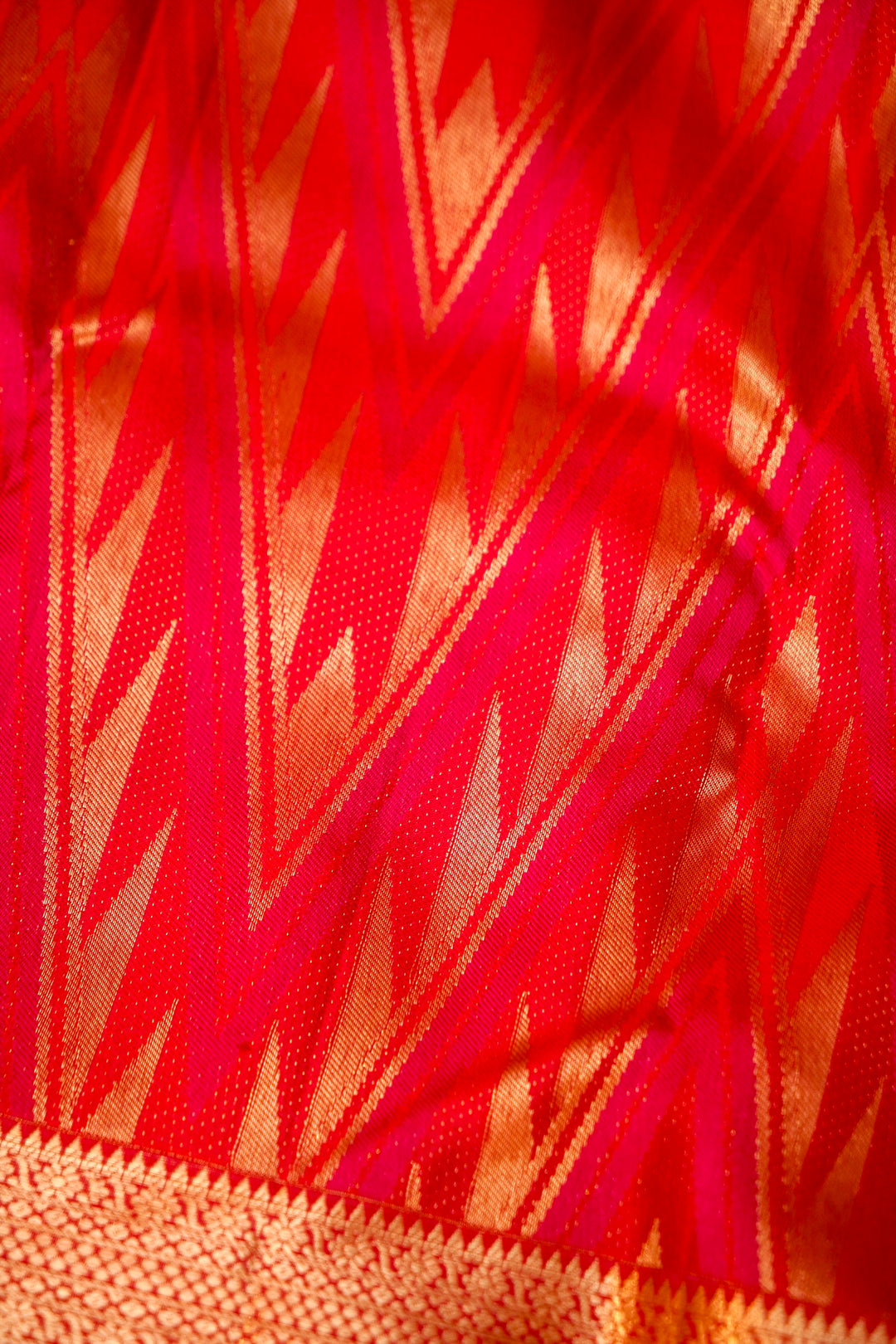 Crimson Kanjivaram Silk Saree with Classic South Silk Brocade Weave View 4