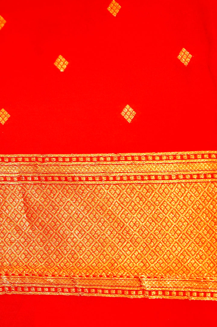 Bridal Red Organza Saree with Regal Satin Silk Border