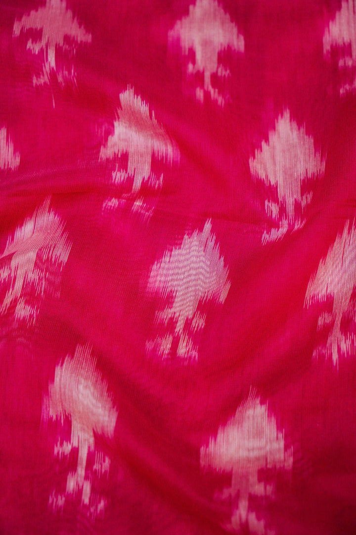 Floral Mandala Meets Geometry on Magenta Banarasi Patola Cotton Silk Saree