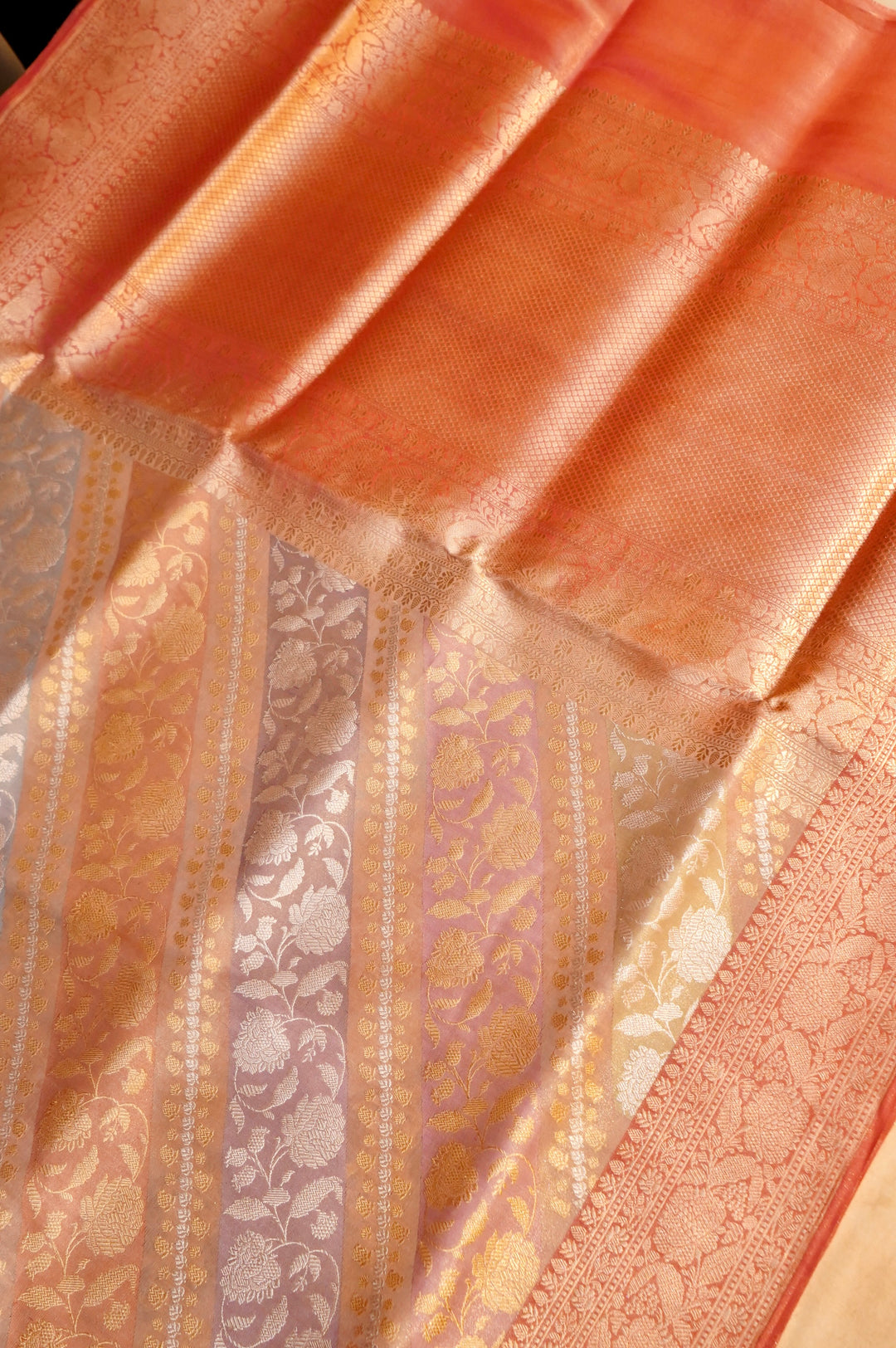 Svarnima of Handwoven Banarasi Rangkat Pure Tissue Katan Silk Saree