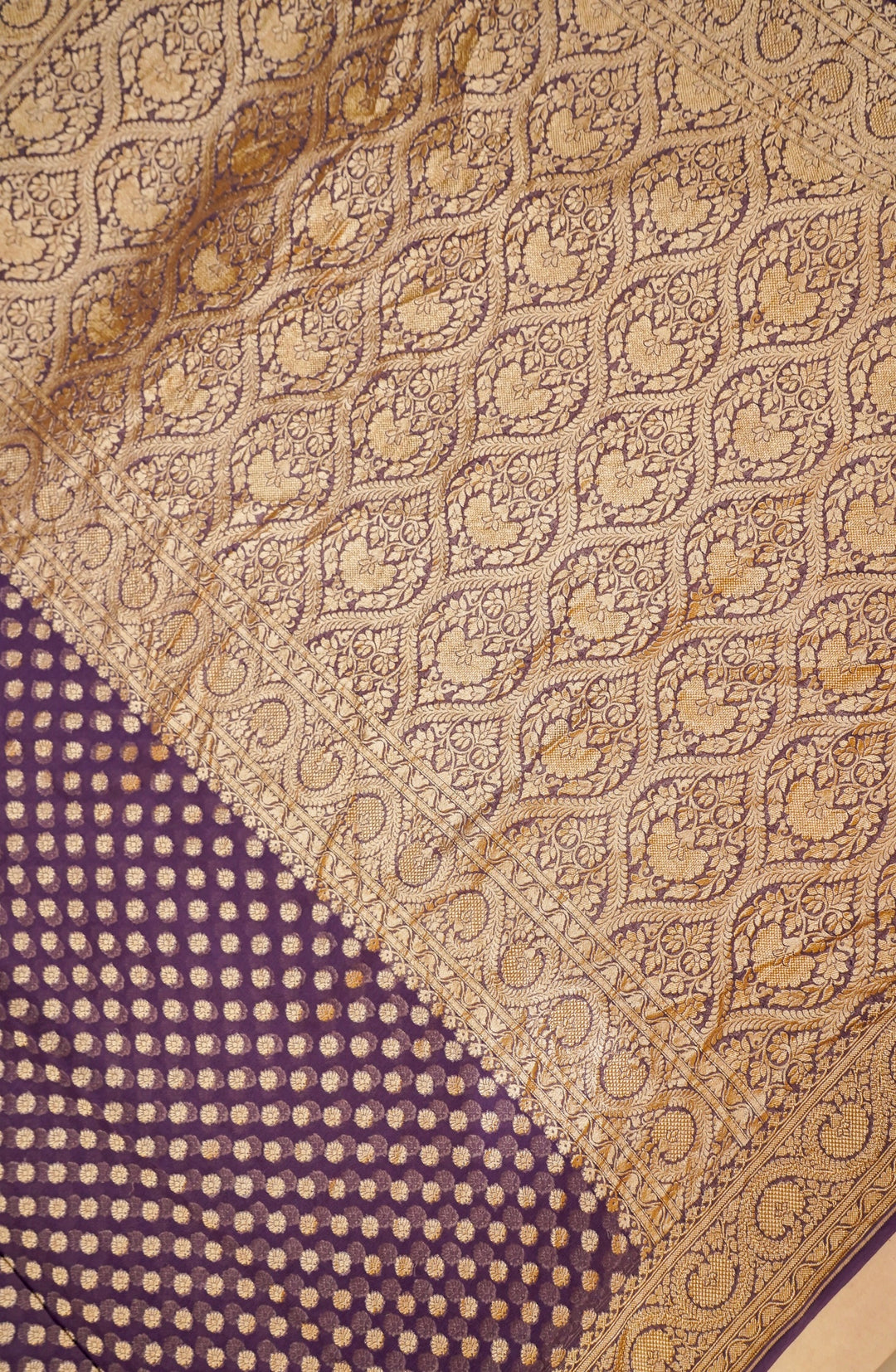 Royal Purple Banarasi Grace Pure Khaddi Georgette Saree View 2