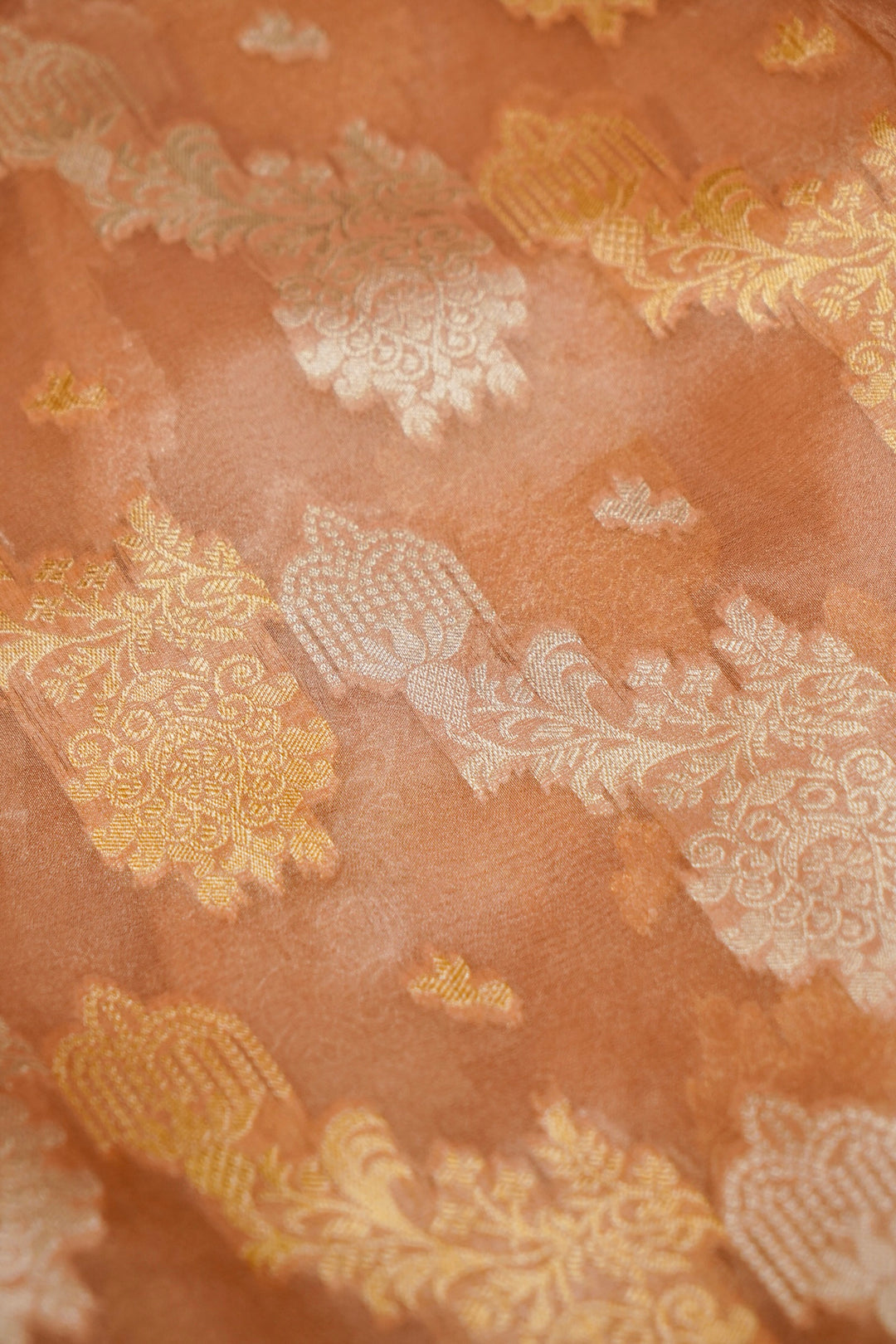 Rose Gold Sona Rupa Glow Designer Tissue Silk Embroidery Saree View 6