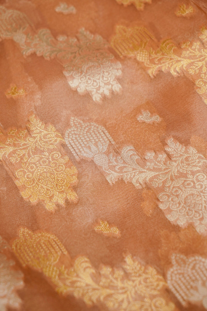 Rose Gold Sona Rupa Glow Designer Tissue Silk Embroidery Saree View 6
