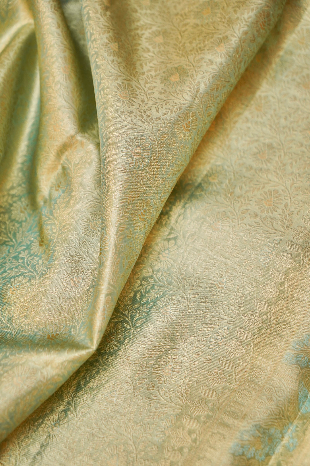 Pure Pistachio Green Kanjivaram Silk Brocade Saree View 5