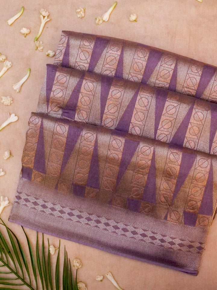Banarasi Mauve Crepe Silk Saree with Zari Woven Design