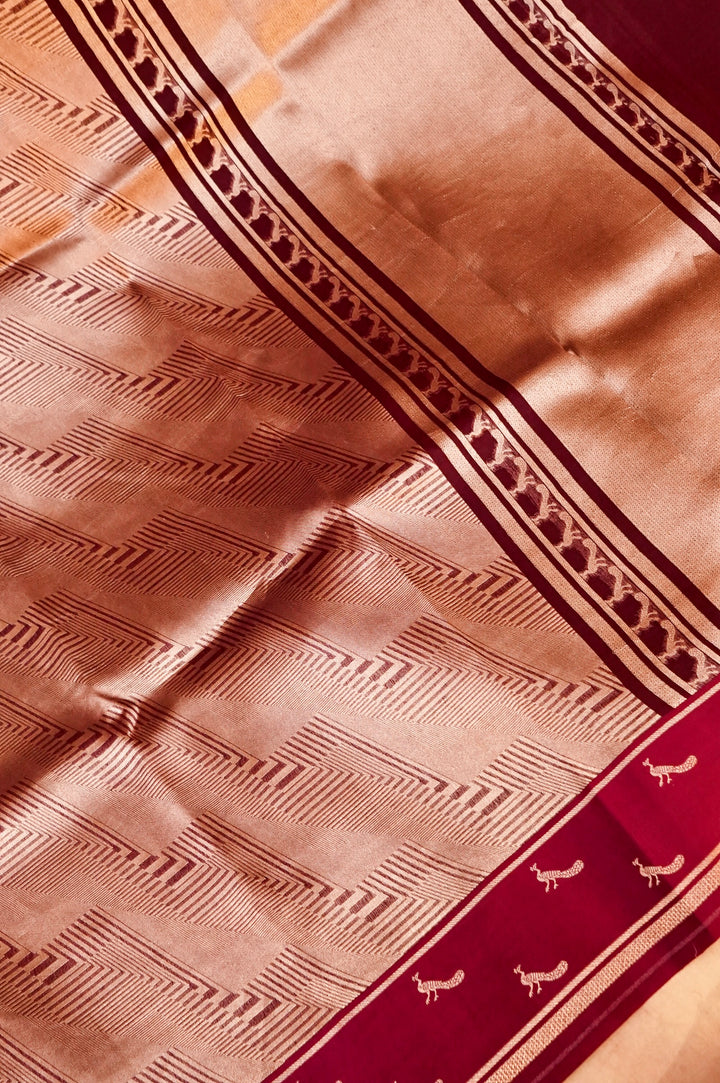 Blushing Grace – Magenta Pink Pure Handloom Organza Silk Saree with Birds Motif Border