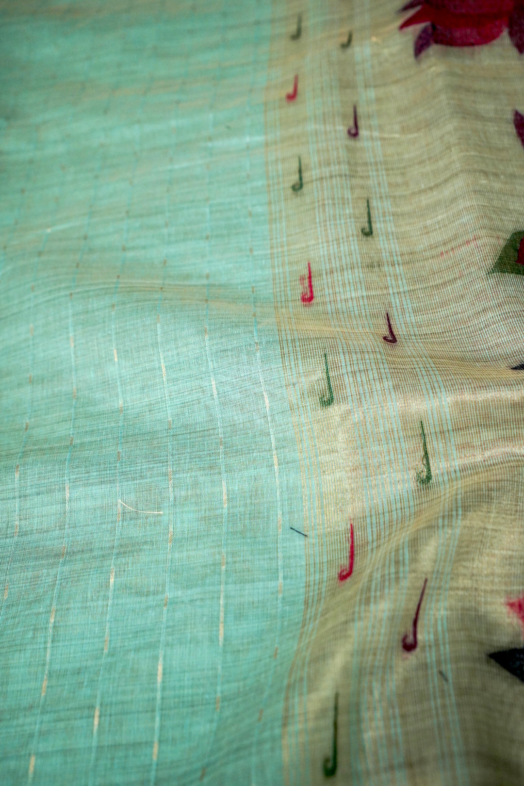 Elegant Sky Blue Cotton Silk Saree with Zari Stripe Weave Paithani Pallu View 4