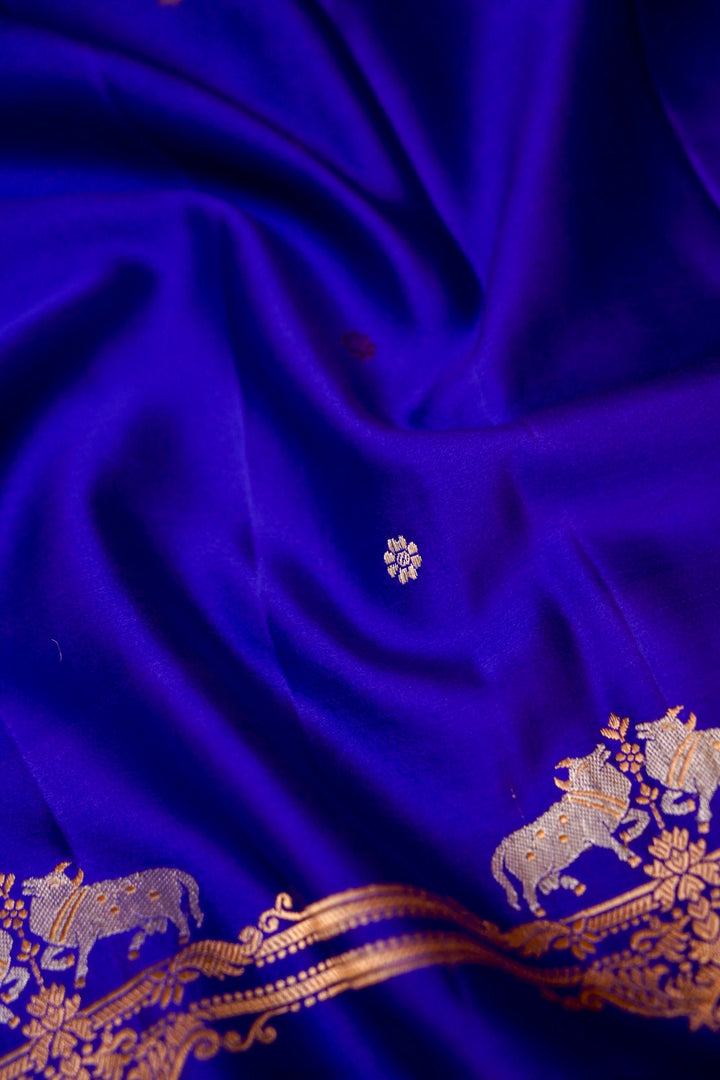Handwoven Banarasi Pure Mashru Satin Silk Pichwai Saree View 4