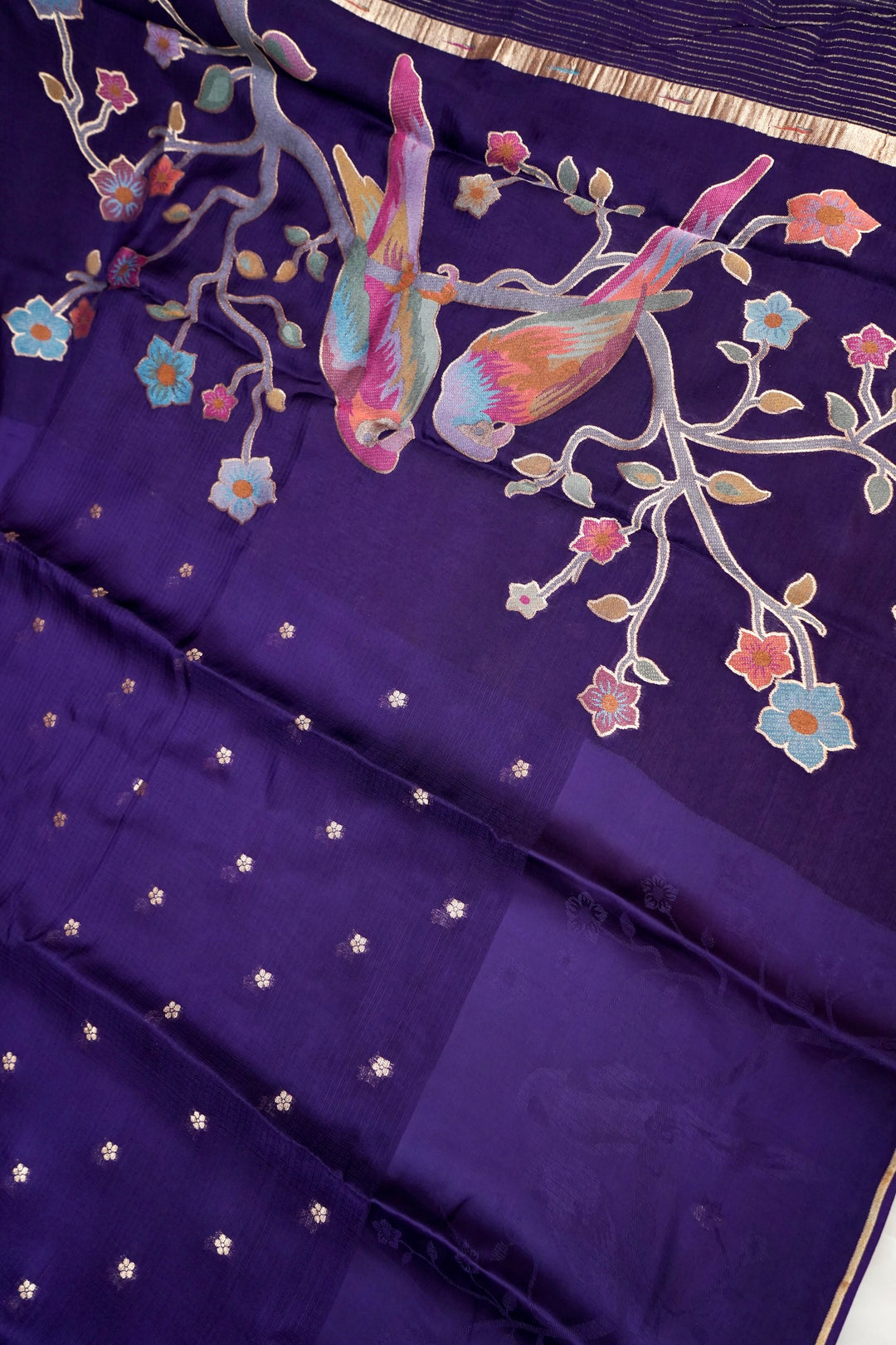 Purple Banarasi Kota Saree with Silk Border &amp; Paithani Inspired Weaving