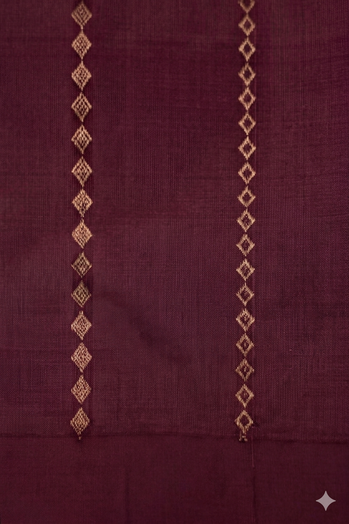 Wine Handwoven Banarasi Pure Puna Silk Saree with Zari Nandi Motif
