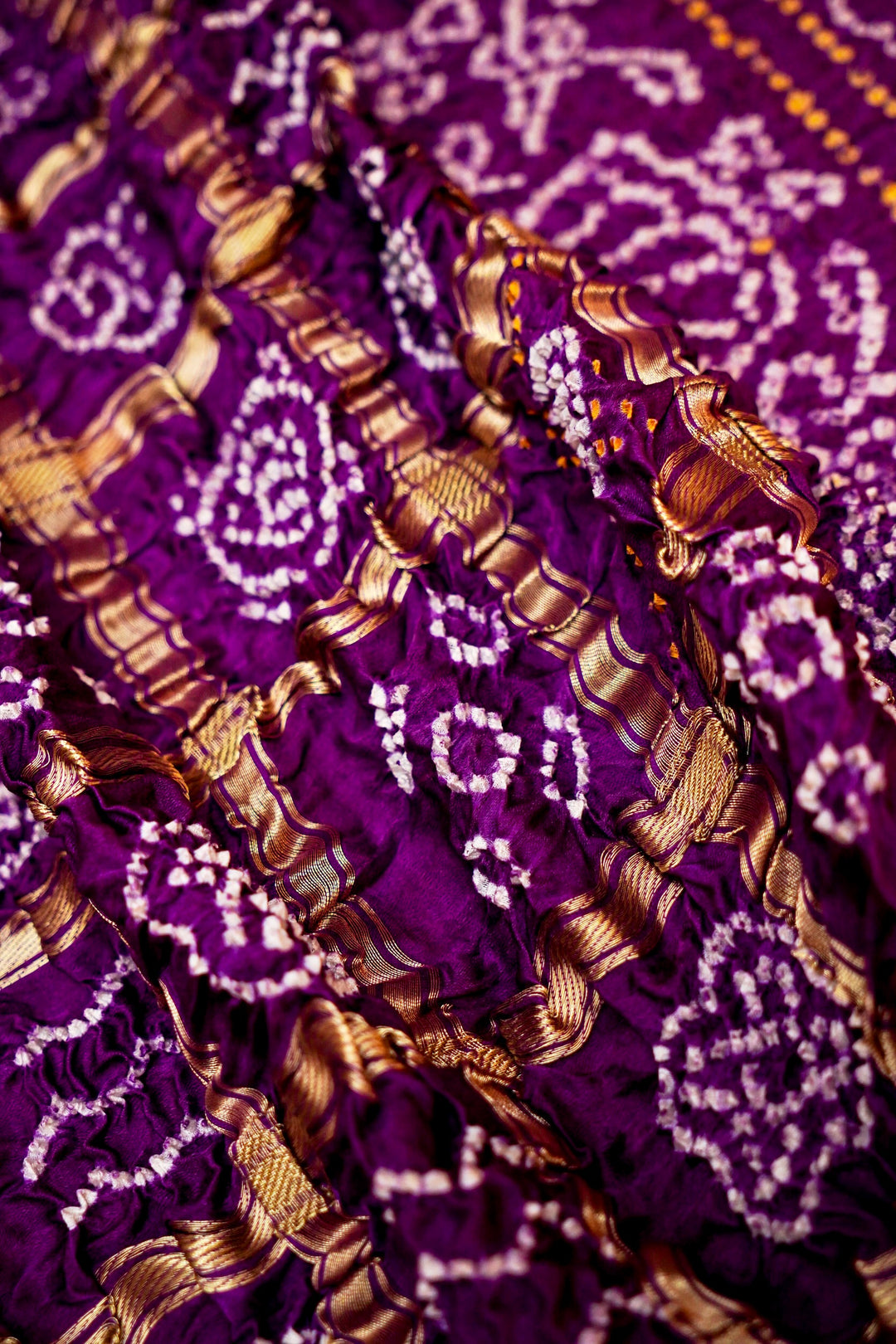 Royal Tradition in Purple Handwoven Georgette Silk Gharchola Saree with Zari Grid Detailing