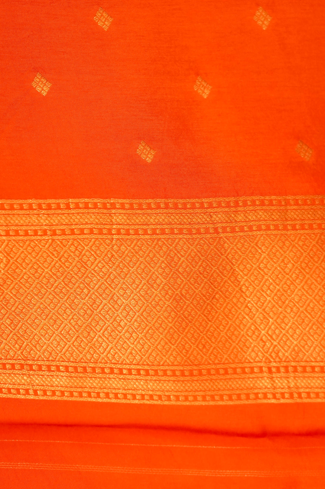 Rust Orange Organza Saree with Rich Satin Silk Border