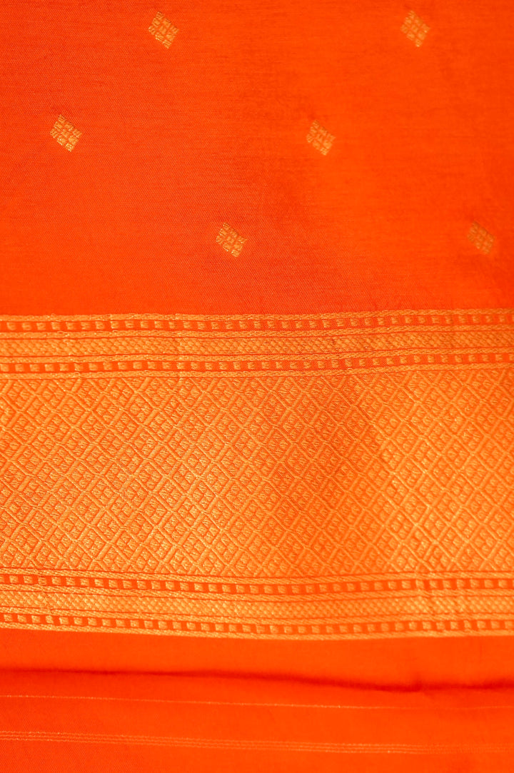 Rust Orange Organza Saree with Rich Satin Silk Border