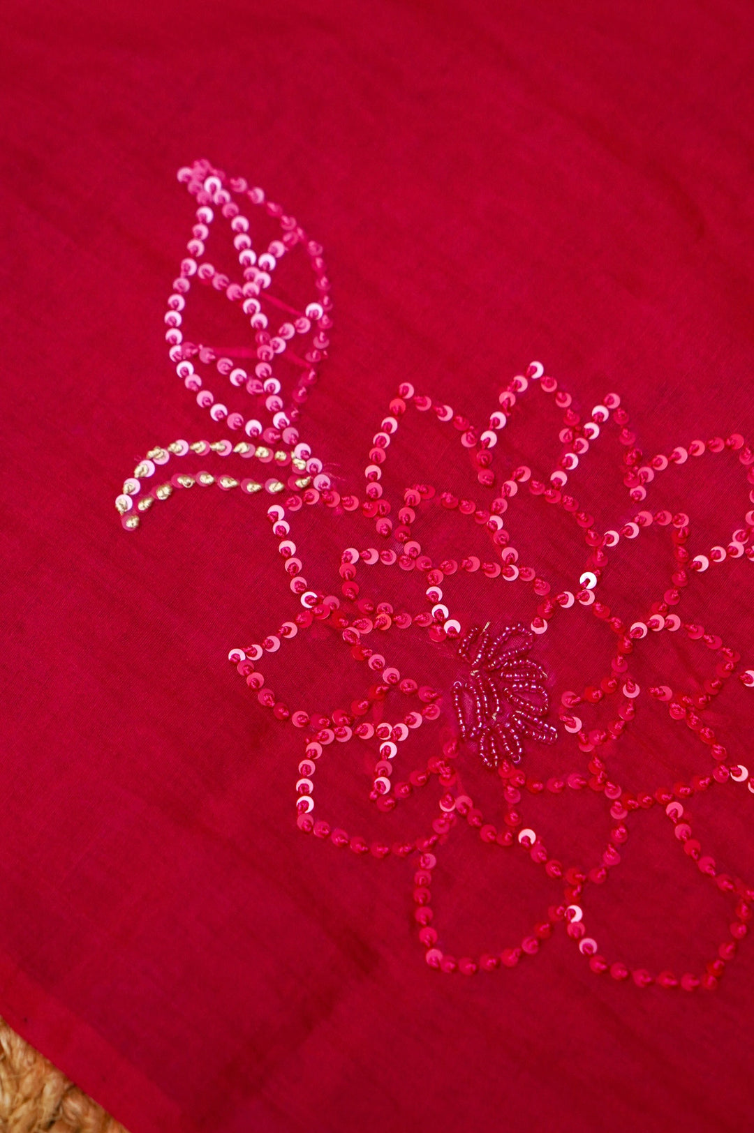 Hot Pink Pure Mul Chanderi Suit Set with Pearl and Sequin Embroidery Dupatta View 3