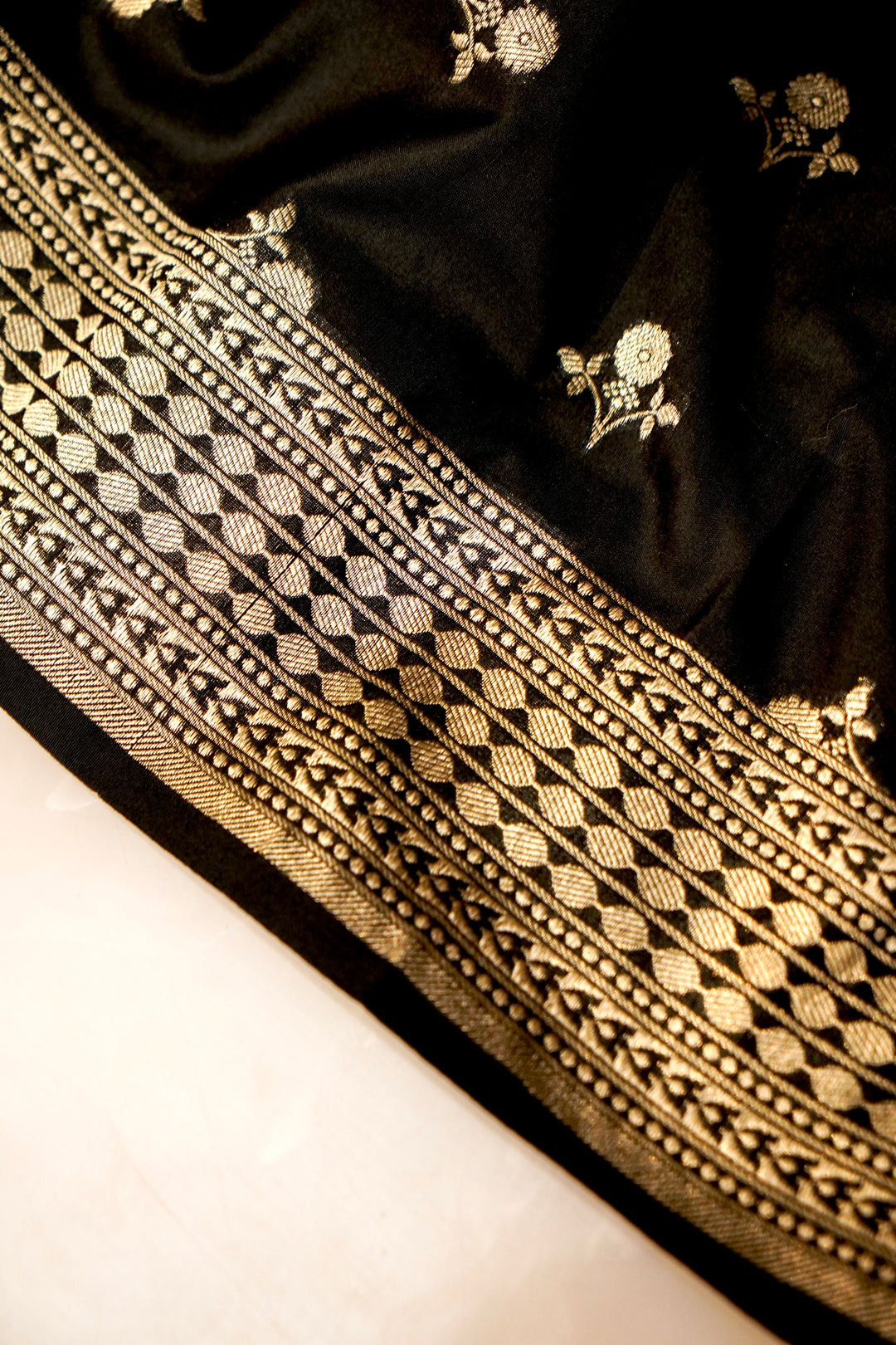 Royal Black Banarasi Silk Unstitched Suit Set