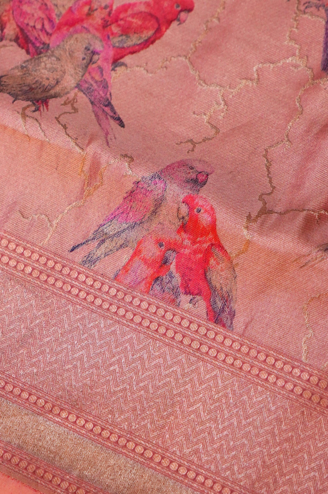 Pink Pure Katan Silk Banarasi Saree – Handcrafted Tanchoi Weave with Artistic Figure Patterns