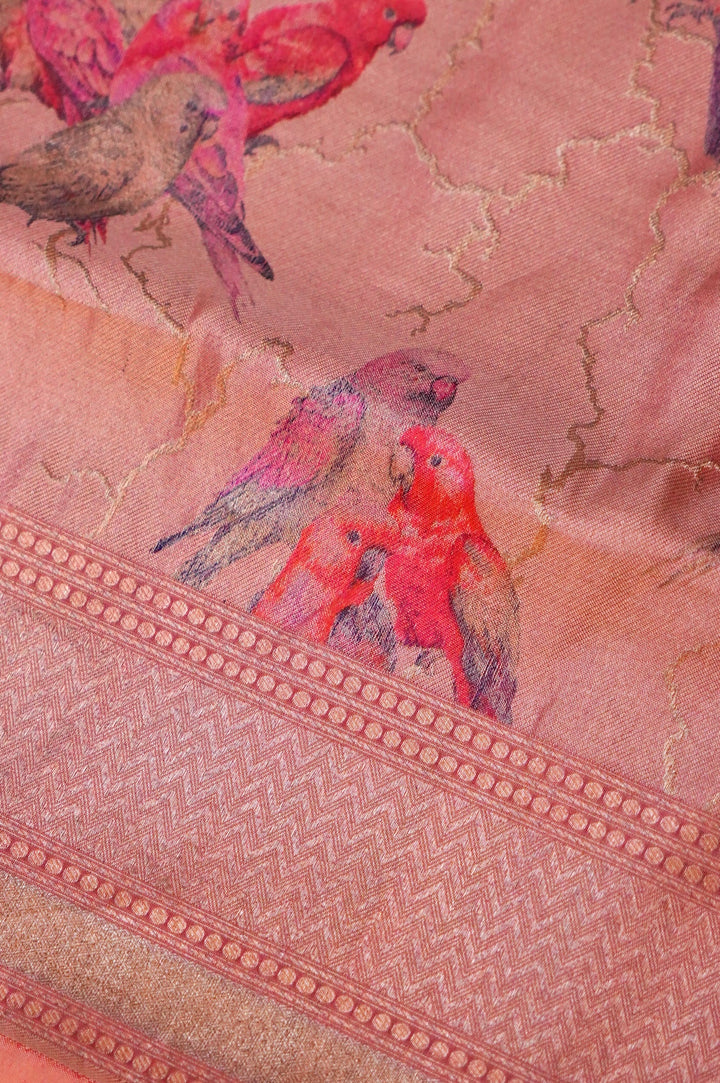 Pink Pure Katan Silk Banarasi Saree – Handcrafted Tanchoi Weave with Artistic Figure Patterns