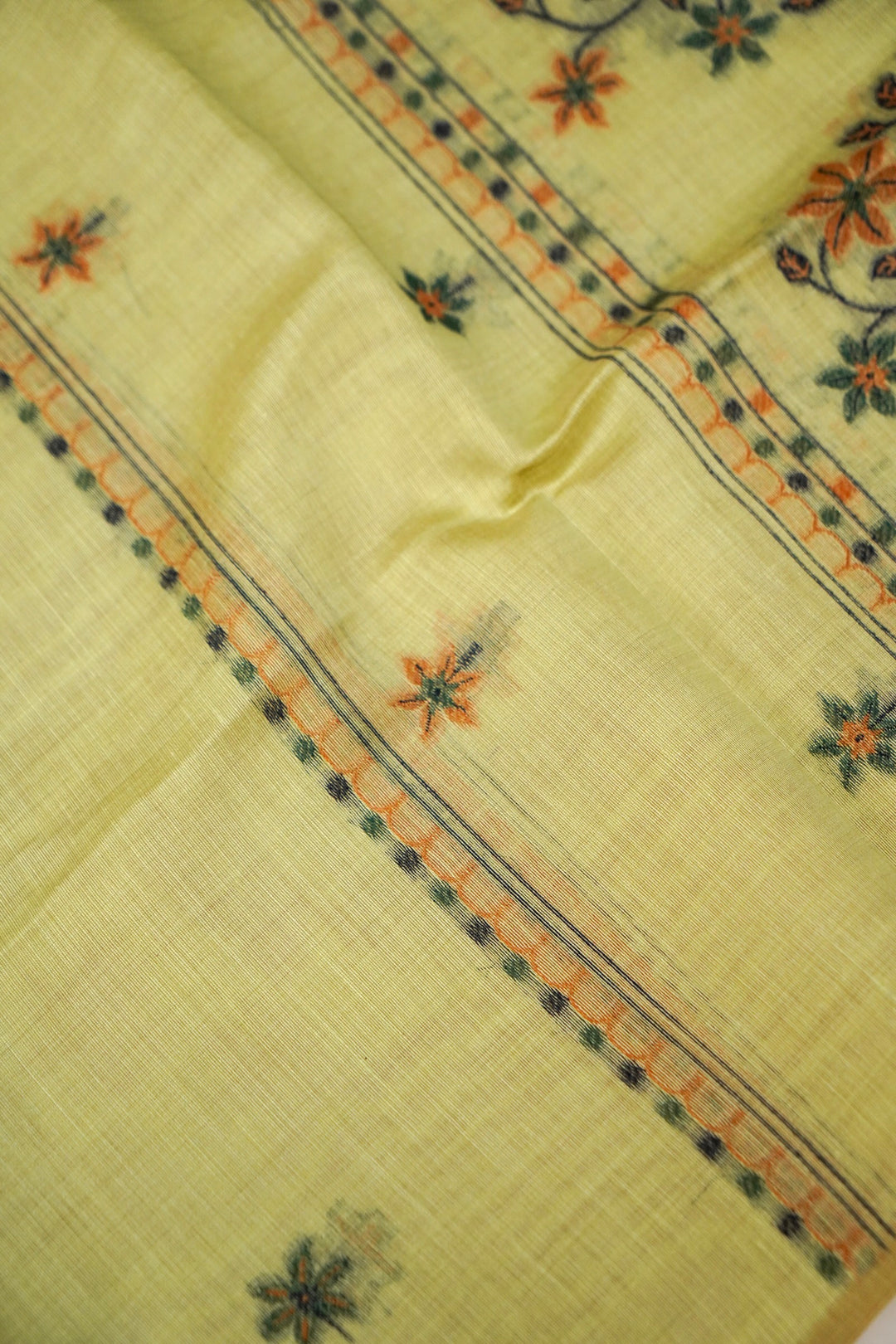 Elegant Pastel Green Meenakari Floral Cotton Silk Suit Set