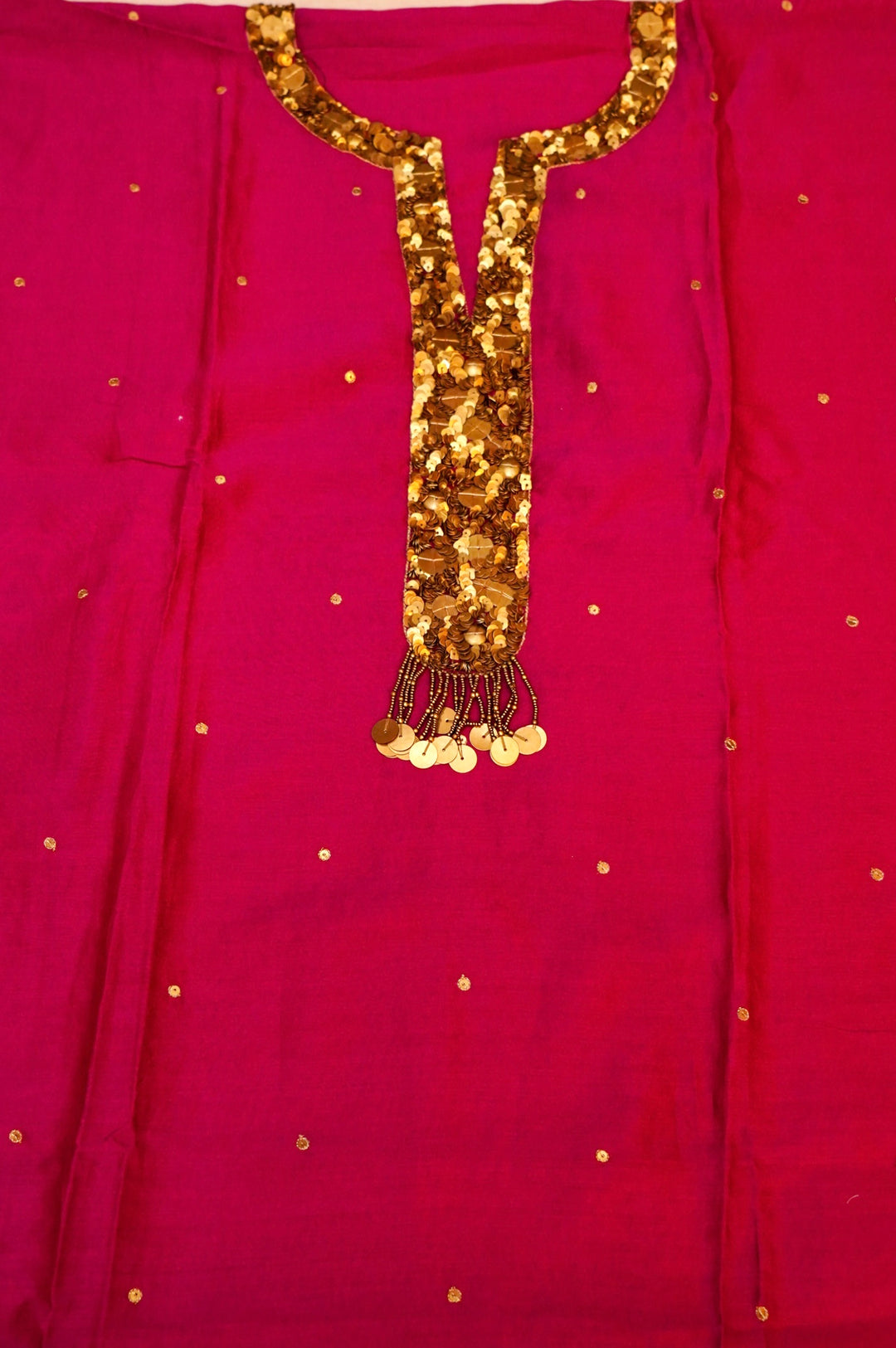 Pink Pure Chanderi Silk Suit Set with Antique Embroidery