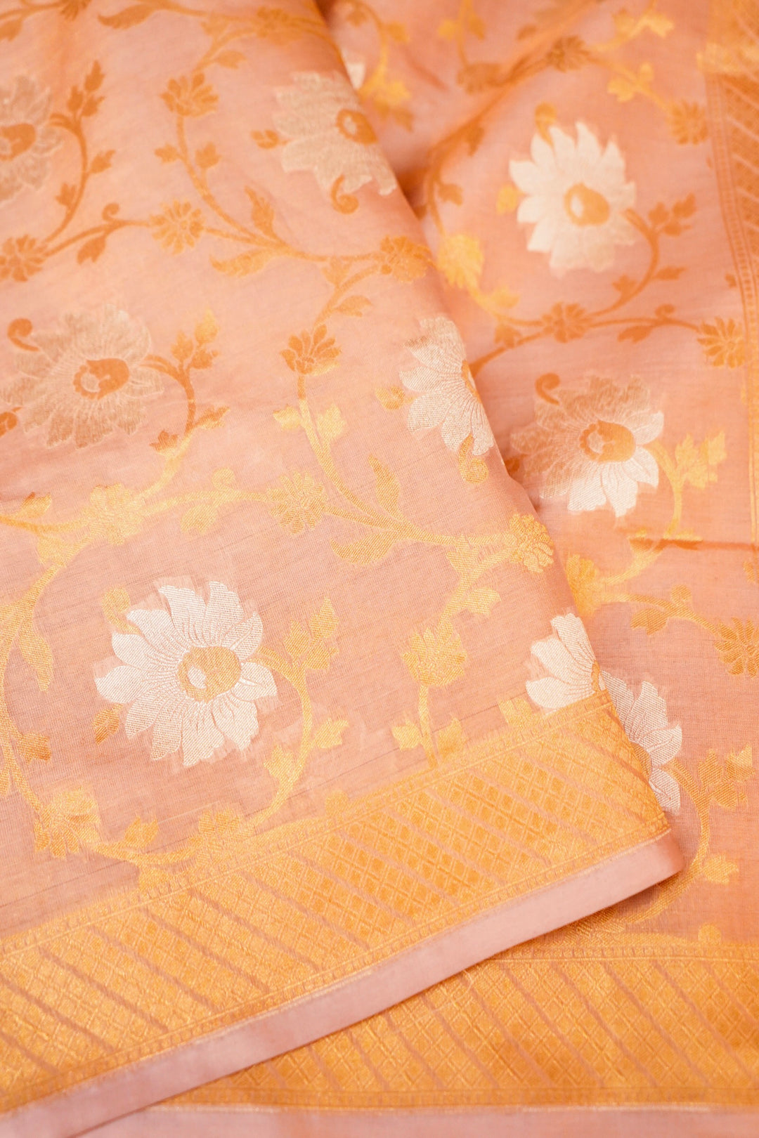 Rose Gold Handloom Pure Banarasi Katan Tissue Silk Sonaroopa Saree