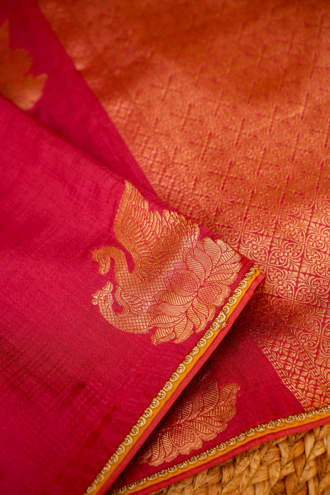Fuchsia Pink Soft Silk Saree with Designer Buddha Inspired Blouse View 3
