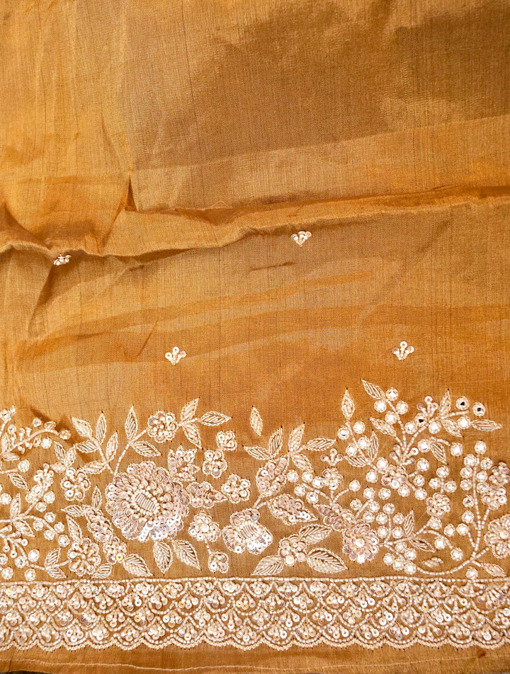 Handwoven Banarasi Pure Katan Tissue Silk Saree with Zardozi and Pearl Work